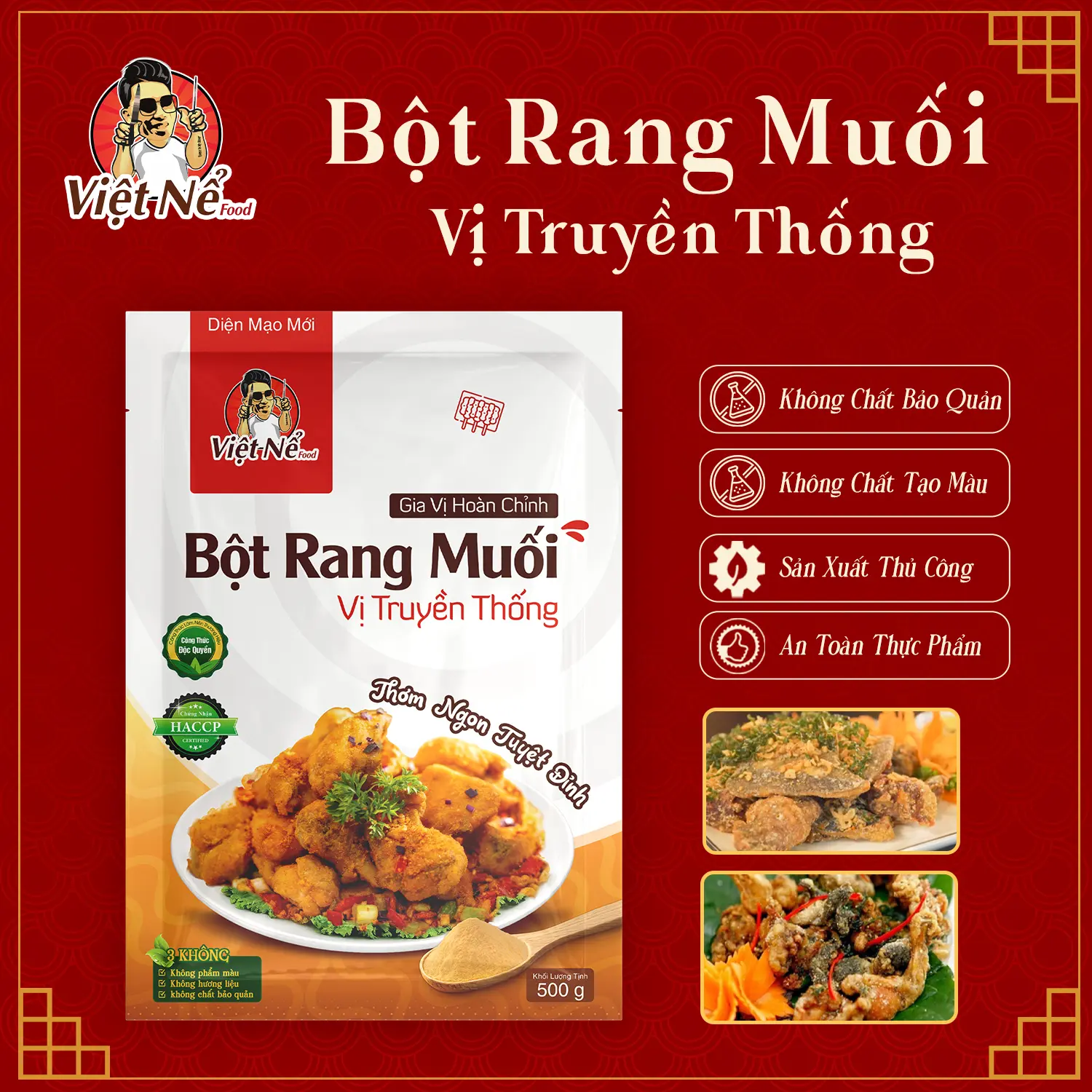 Bột Rang Muối Vị Truyền Thống Làm Các Món Gà, Tôm, Ba Ba, Dê, Ếch, Sụn Gà, Cá Rang Muối Chuẩn Vị - Việt Nể Food