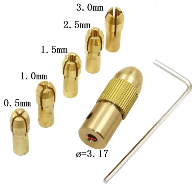 Chuck Bor Mini Adapter 2mm, 2.3mm, 3.17mm, 4mm, 5mm Adaptor Chuck Collet Brass Kepala Dinamo