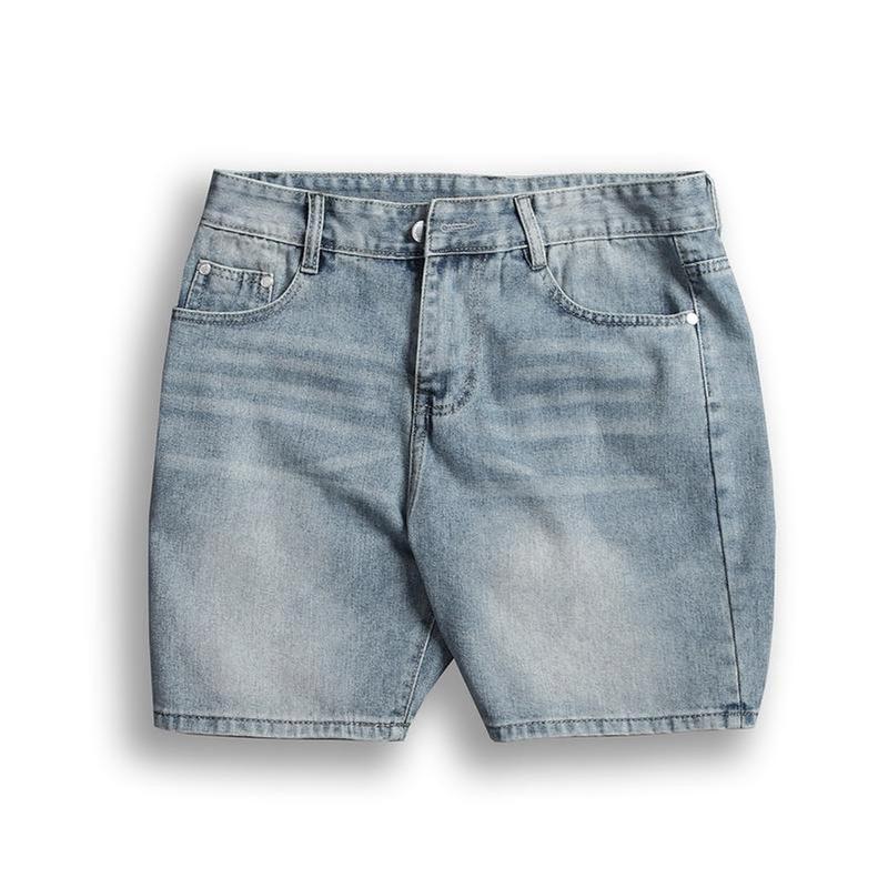 Quần short đùi jean nam trên gối ,form rộng trên gối,gam màu xanh wash bụi,dể phối đồ