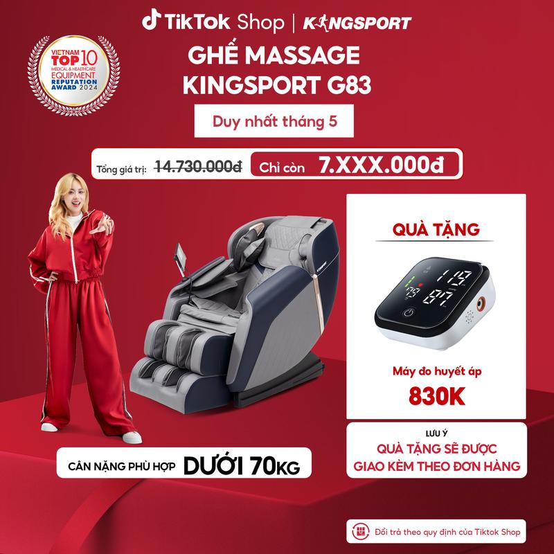 Ghế massage KINGSPORT G83 hệ thống con lăn hiện đại, con lăn lòng bàn chân 3 cấp độ, nhiệt hồng ngoại kép 0