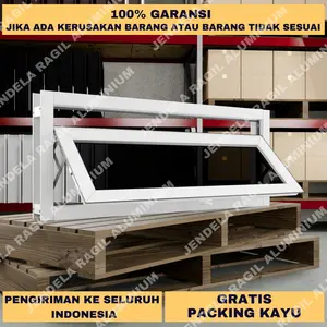 Jendela Boven Aluminium Jungkit Ukuran Tinggi 60 x Panjang 80 Cm (60x80) Gratis Packing Kayu