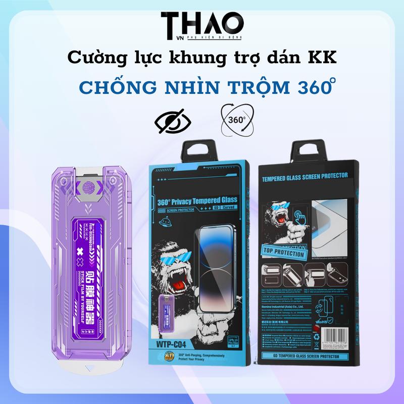   Chống nhìn trộm 360°  Kính Cường Lực Khung Trợ Dán KK WK WTP-C04 Chống Nhìn Trộm 360 độ dành cho iPhone,chống nhìn trộm 4 cạnh giúp bảo vệ điện thoại khỏi va đập và trầy xước Phụ Kiện 