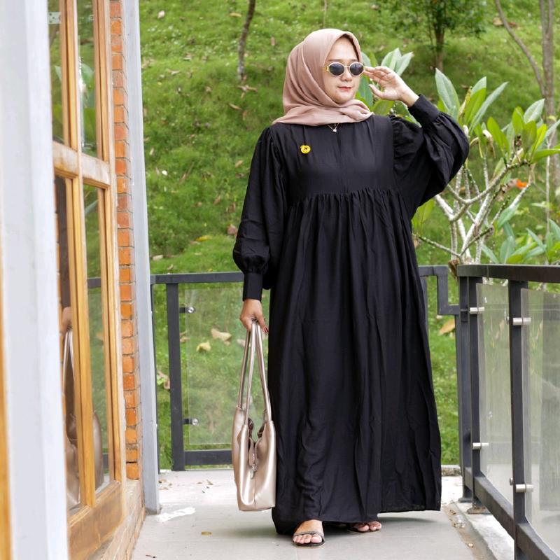 ZAENA GAMIS WANITA LONG DRESS BATWING KATUN POLO LINEN PREMIUM LD 130 BUSUI 2