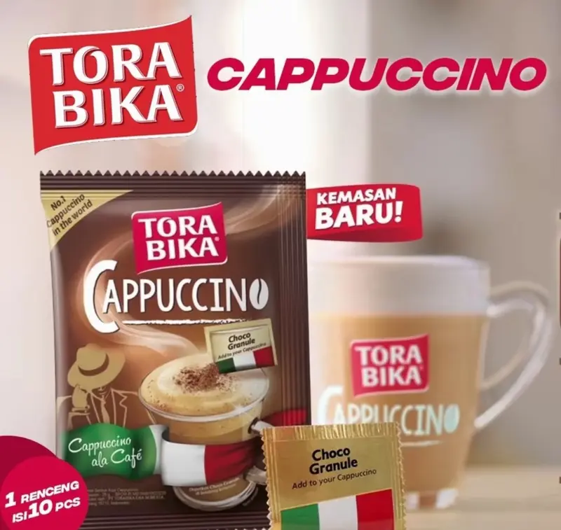 Tora Bika Cappucino Kopi 3 in 1 Minuman Bubuk - Kopi Susu - Coffee Air Powder torabika  cappuccino Drink 4