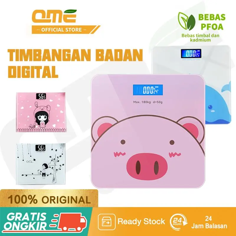 QME-Timbangan Badan Kaca Digital - Elektronik KARTUN SCALE 0