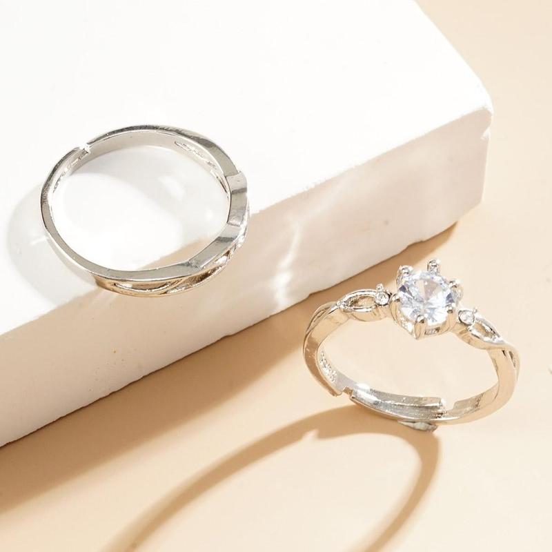 Nhẫn Cặp Đôi, Phong Cách Lấp Lánh Cổ Điển, Có Thể Điều Chỉnh, Nhẫn Cưới, Dành Cho Nam Và Nữ, Đồ Trang Sức Thời Trang, Nhẫn Đính Hôn Đám Cưới, Có Thể Điều Chỉnh Kích Thước