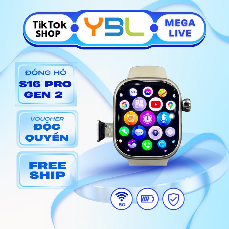  【Thành Công Nghệ Đồng Hồ Thông Minh S16 Pro Gen 2 Màn Hình Super AMOLED 1.9 Inch Kết Nối Wifi Tải Ứng Dụng Chơi Game Có Sim Nghe Gọi 2 Chiều Camera Xoay 180 Độ Pin 1080mAh Theo Dõi Sức Khỏe 