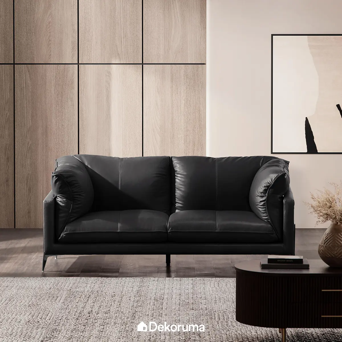 Dekoruma Tenzo SATURN Sofa 2 Dudukan - Hitam / Sofa Tamu 2 Seater