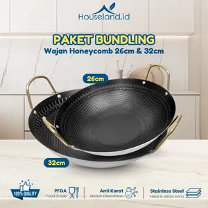 [26CM &32CM] Motif Silver Wajan Penggorengan Kuali Mini Stainless Steel Gagang Kuping