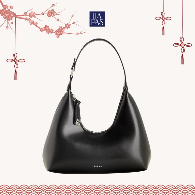 Túi Xách Nữ HAPAS Khóa Cong Curved Zipper Đeo Vai Sang Trọng Chính Hãng Size 27 HAPAS - TDV240492 Bag Da