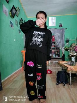 Product Review of ONE SET DESPONDENCY SWEATER CROP+ CARGO BLAST WANITA SET TERBARU Crop Top Lengan Tangan Panjang Motif Sablon Keren Stylish Modern Celana Setelan Cewek Bahan Flecee Linen Topi from B**a 0