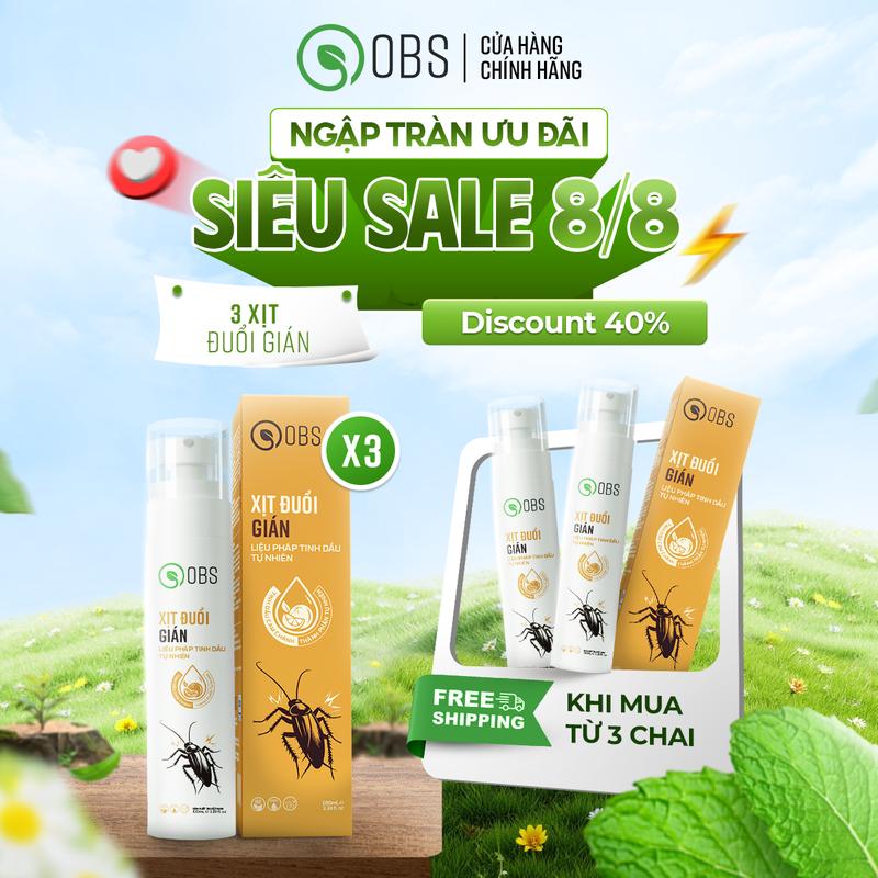 Xịt Đuổi Gián OBS 100ml - Đuổi Gián Tự Nhiên Không Hóa Chất - Diệt Gián Sinh Học An Toàn Cho Trẻ Em, Mẹ Bầu - Đuổi Gián Trong Nhà - Thuốc Diệt Gián, Chai Xịt Côn Trùng, Xịt Gián, Thuốc Đuổi Gián