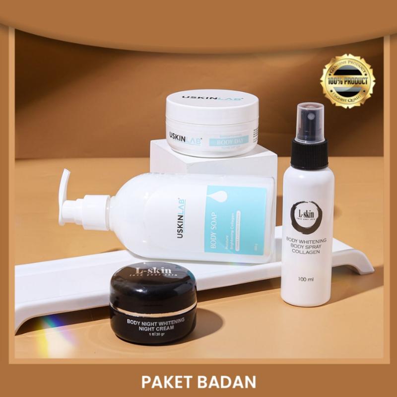 Lskin | L skin | lskin Paket Badan x Uskinlab |  Lskin Paket Body care Whitening Uskinlab Aman Halal BPOM 2