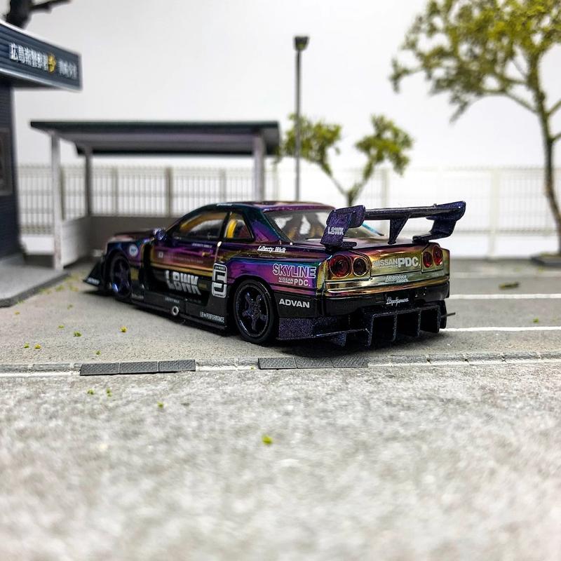 Product Introduction of CM Model 1 64 Nissan ER34 electroplated seven color delivery wheel hub alloy car model Alloy Diecast Car Model Collection 8