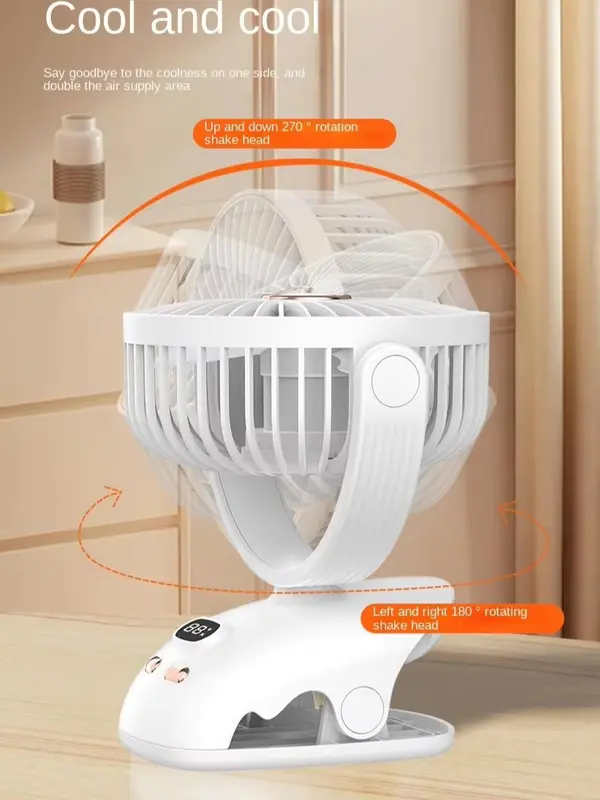 Kipas Angin USB Clip Mini Fan Rotating Kipas Angin Meja Mini Jepit Portable LED Display Portable Fan Aromaterapi kipas mini 8