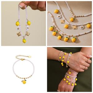 สร้อยข้อมือมะนาว, สร้อยข้อมือเดซี่, สร้อยคอผลไม้น้ำตาลและเป็นธรรมชาติ, เครื่องประดับสำหรับเด็กผู้หญิง, มาใหม่, สร้อยข้อมือสไตล์น่ารัก, สร้อยคอแฟชั่นส่วนบุคคล สร้อย  ข้อมือ  น่ารัก