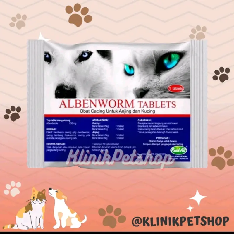 2PCS Albenworm Tablet - Obat Cacing Kucing anjing tablet raid all cat dog 0