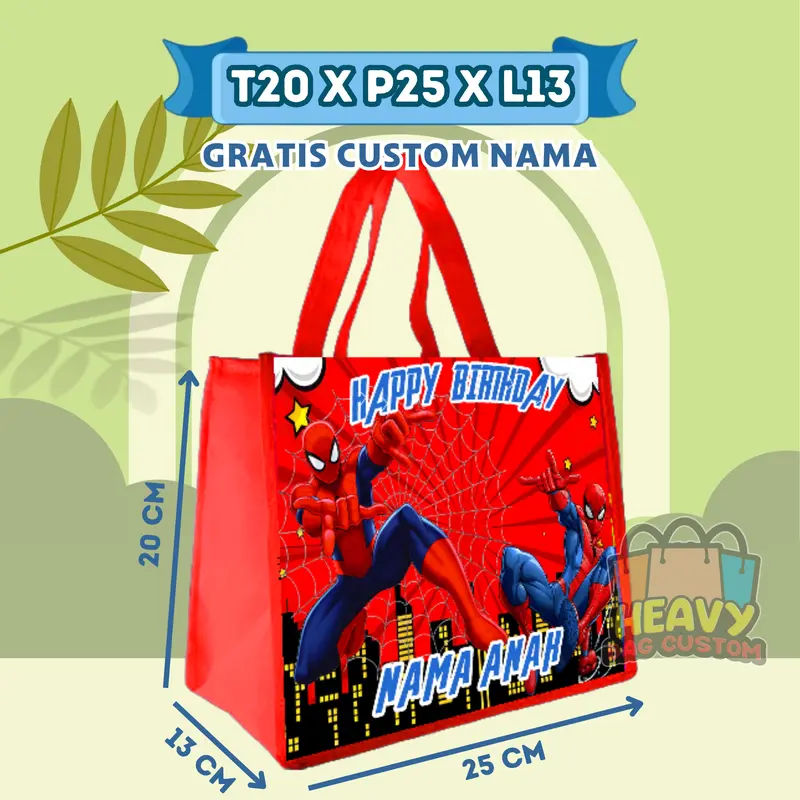 Paket Isi 30 Pcs Tas Souvenir Ulang Tahun Goodie Bag Anak Bingkisan Snack KFC Gratis Custom Nama Murah Kain tile anak  merah craim selamatan rumah baru tas & hadiah pesta tile anak 5