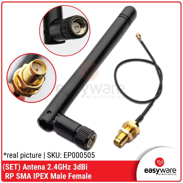Antena 2.4GHz 3dBi SMA IPEX Male Female Kabel Pigtail Antena 2.4 GHz