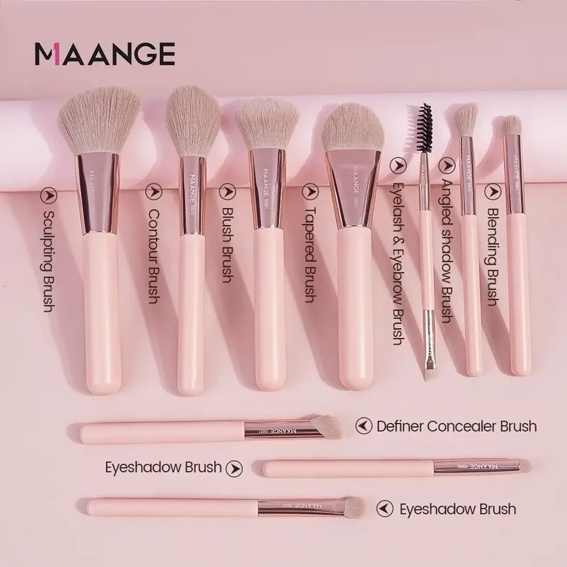 MAANGE PinkiEdition 10 Piece Daily Make up Brush Set + Box High Quality Brush Perfect for Gift MAG55075 2
