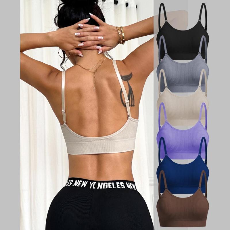 Áo Ngực Yoga, Thiết Kế Lưng Làm Đẹp Một Mảnh, Dây Đeo Vai Có Thể Điều Chỉnh Màu Trơn Áo Ngực Thể Thao, Nhẹ, Thích Hợp Tập Yoga Và Thể Dục
