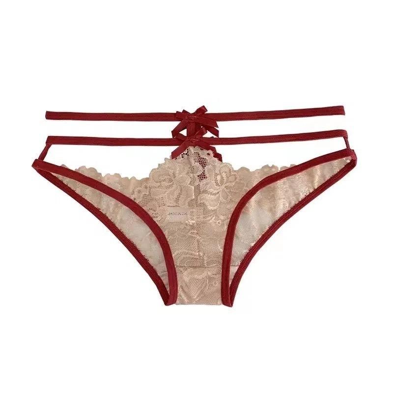  Quần Lót Ren Kiểu Pháp Dành Cho Nữ Ren Xuyên Thấu Thiết Kế Ren Lưới Buộc Dây Chéo Thoáng Khí Cảm Giác Nhỏ Nhắn Quần Sịp Nữ 