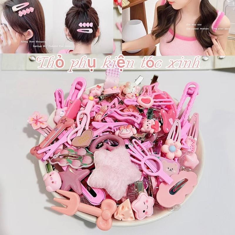 Set Kẹp Tóc 50 Chi Tiết Mix Hình Cho Bé Siêu Xinh Phụ Kiện Tóc ( mix nhiều mẫu xinh)