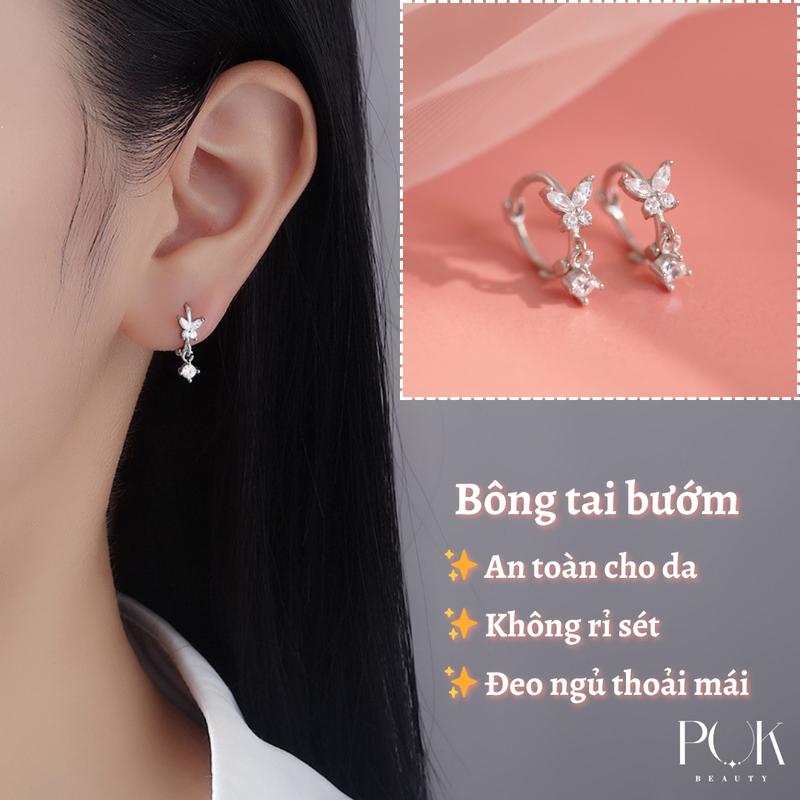 Bông Tai Nữ, Khuyên tai Nữ, Thiết Kế Tinh Tế Và Nhỏ Hoa tai Kẹp Tai Hình Bướm, Được Làm Bằng Thép Titan Không Gỉ, Không Phai Màu, Không Dị Ứng, Không Cần Tháo Khi Ngủ, Thích Hợp Cho Phụ Kiện Thời Trang Của Bé Gái, Một Cặp khuyên tai