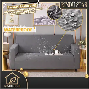 Rindu.Star Waterproof Warna Solid Cover sofa Sarung Sofa Anti Slip Penutup Sofa Tebal Warna Solid Seater 1/2/3/4 Elastic Elastis