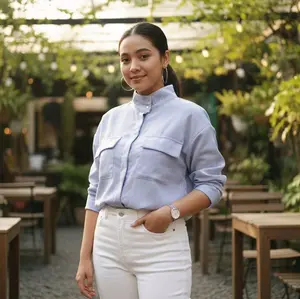 Ovi Shirt - Kemeja Stripe Collar Lengan Panjang | Atasan Wanita