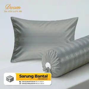 Sarung Bantal & Guling Hotel Premium Microtencel Salur – Lembut, Dingin, Anti Gerah | Set 2 Pcs
