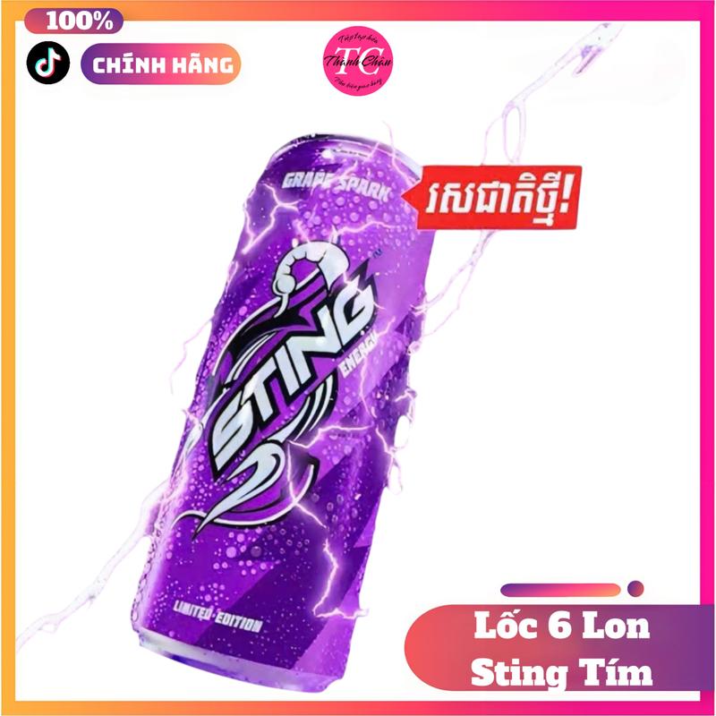  Lốc 6 lon Sting Tím Thái Lan  Nước ngọt  
