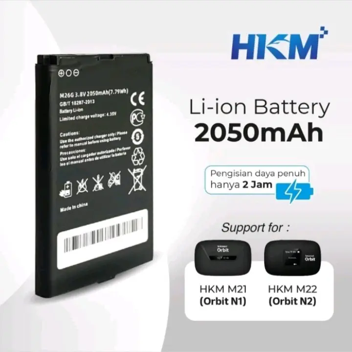 Baterai Mifi Modem Mobile Wifi M26G 2050mAh  M26MG 3000mAh XL Go HKM M21 M22 Tsel Orbit N1 N2 Batre Batere Original 100% Battery 1