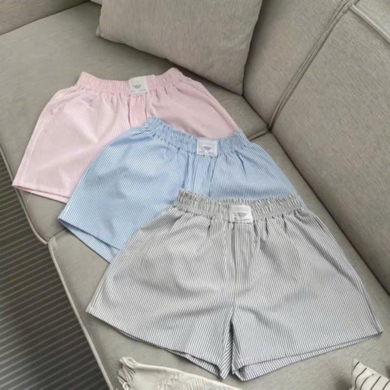 ￼Quần short đùi nữ kate kẻ sọc dáng trơn mặc thoải mái Freesize <55kg Xưởng may HaNa 0