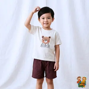 Cikuro One Set Setelan Anak Pendek Laki-laki Usia 2-7 Tahun Bahan Cotton Soft & Semi Woll Kualitas Terbaik Koko
