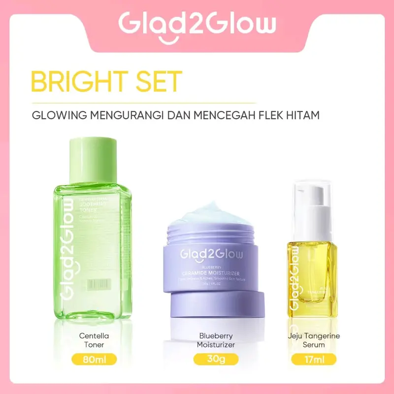 GLAD2GLOW SPESIAL BUNDLING 3IN1 PAKET SKINCARE 3 PCS MOISTURIZER SERUM TONER - ACNE KIT GLOWING KIT Acne Prone Pembersih Skin Care Kits Semua Tipe Kulit BHA wajah berjerawat tea tree oil kit perawatan kulit 4