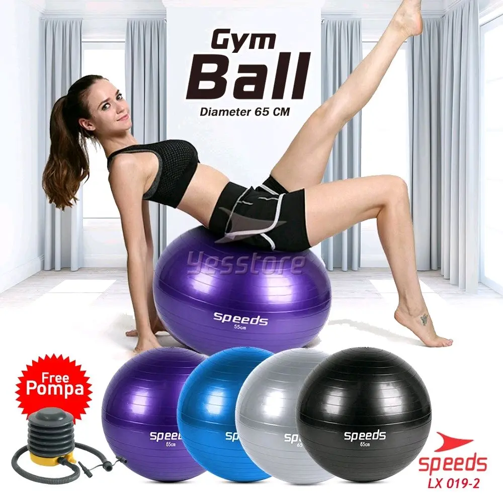 SPEEDS Gym Ball Gymball uk 65cm Bola yoga alat olahraga Bonus Pompa