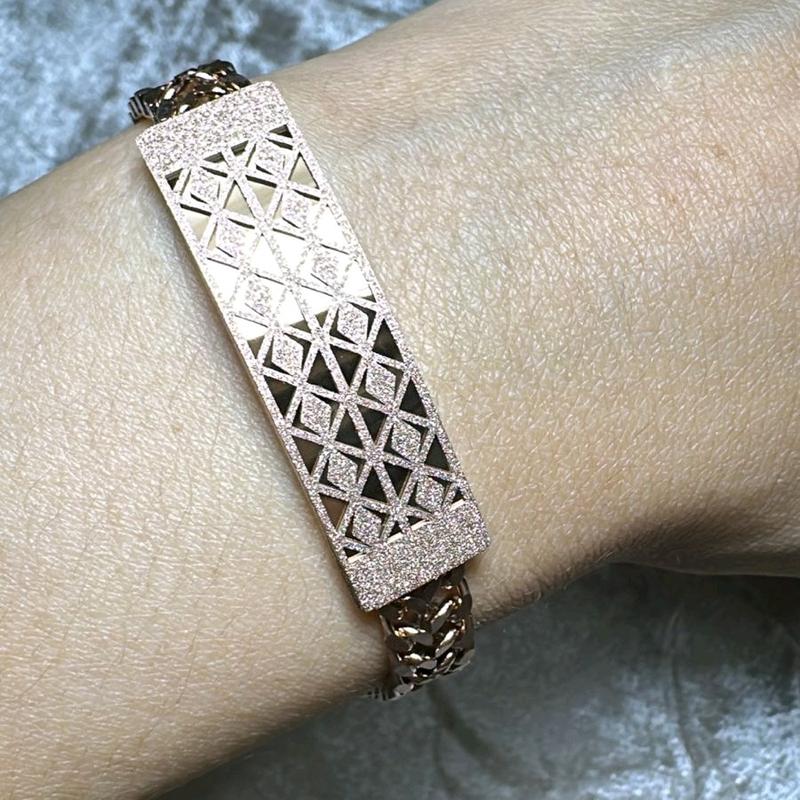 Gelang Rantai Plat Warna Rosegold Aksesoris Fashion 2