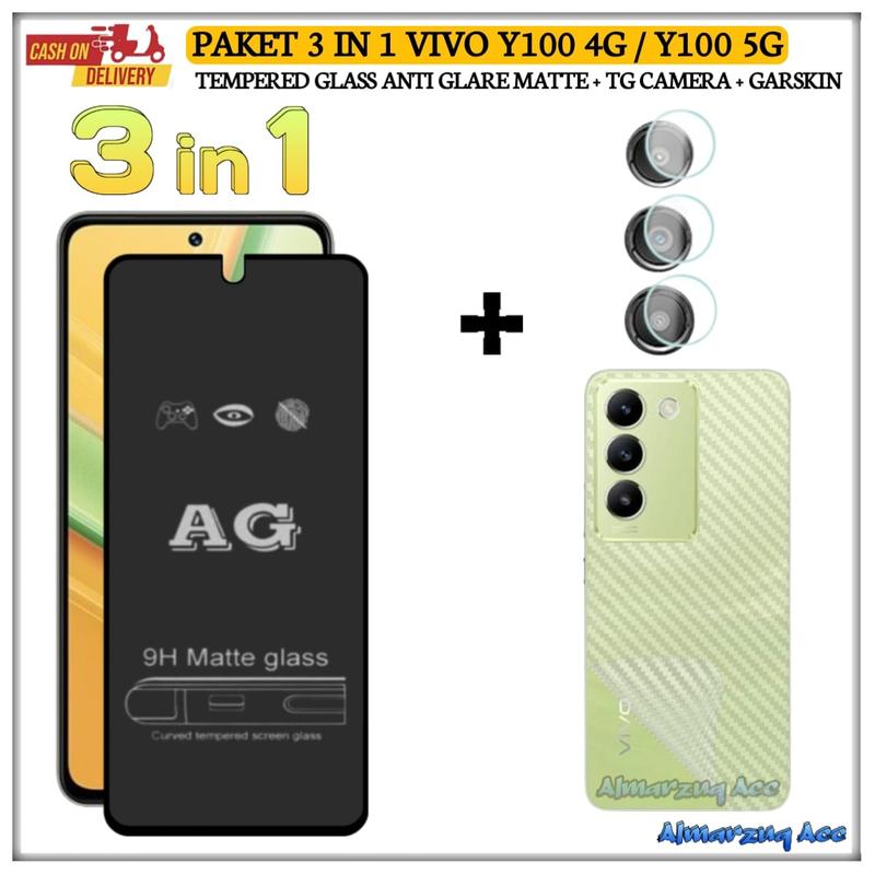 Product Introduction of Paket 3 in 1 Tempered Glass Untuk Vivo Y100 4G Y100 5G Anti Gores Kaca Full Layar AntiGores Camera Garskin 42