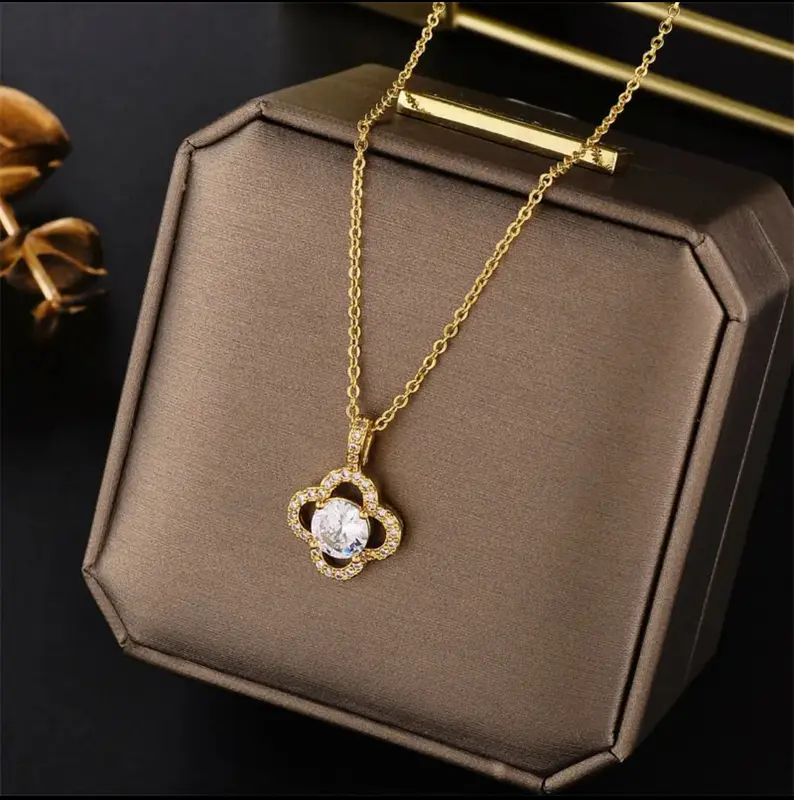 Vòng Cổ Cô Gái, Phong Cách Mới, Cỏ Ba Lá Giá Cả Phải Chăng, Sang Trọng, Được Làm Bằng Thép Titan, Không Phai Màu, Không Đen, Thích Hợp Làm Quà Tặng Cho Bạn Gái, Vợ, Mẹ Trang Sức Jewelry Women Chain Dây Chuyền 5