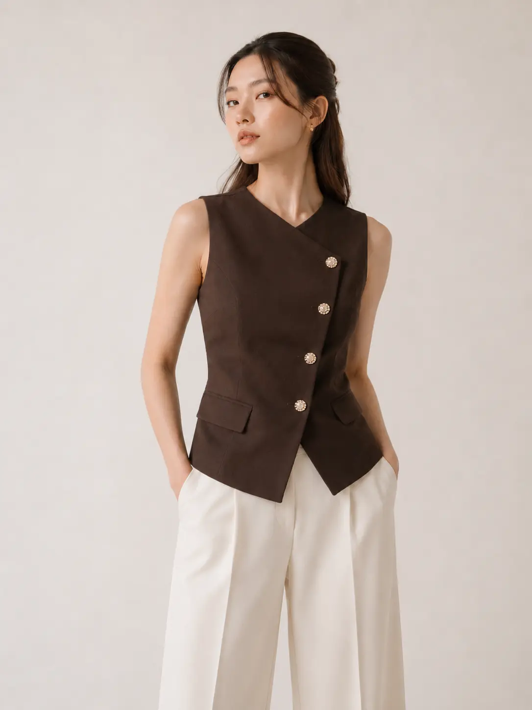 Vest Rompi Wanita Trendy Premium Semiwoll Elegan Korea Style Terbaru