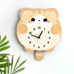 Jam Dinding Kucing Lucu Dekorasi Ruang Tamu Jam Dinding Mode Sederhana Jam Dinding Kartun dengan Desain Menggemaskan dan Fungsional untuk Ruang Tamu Anda