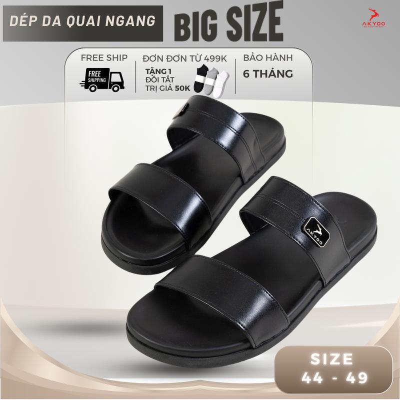 Dép da nam quai ngang big size 44,45,46,47,48,49, đế cao su chống trơn trượt -Mã DL19 DL QN 03 Slipper DéP Đế Bằng