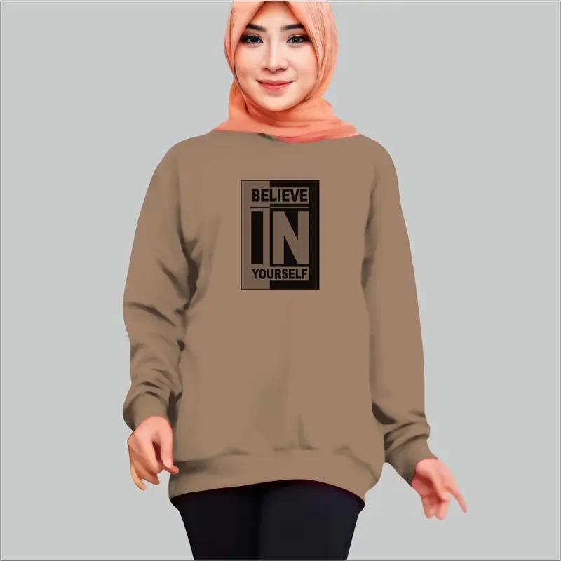 Kaos Wanita Lengan Panjang Motif BelieveIN atasan Sweatshirt #Fyp 5
