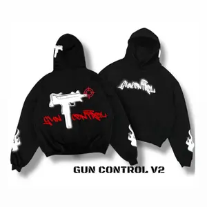Artkanedream - Limited Hoodie Nyala Reflektif "GUN CONTROL V1 V2 | Boxy | Tebal Lembut Black Edition