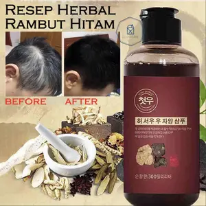 Sampo Penghilang Uban Permanen Shampoo Pewarna Rambut Uban Bahan Alami Mengandung Senyawa Herbal Dengan Hasil Uban Menjadi Hitam He Shou Wu untuk Rambut Hitam Penghitam Herbal Alami Menghitamkan
