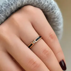 Cincin Wanita Titanium Stainless Steel Aksen Berlian - Model Uniseks - Rings cincin lamaran cincin  mata engagement  rings