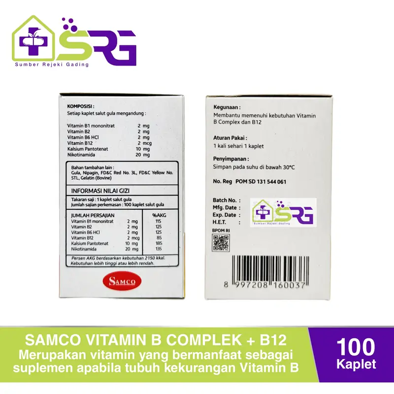 Samco Vitamin B Complex + B12 Samco Isi 100 Kaplet 4