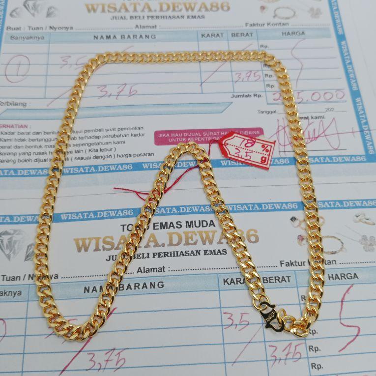 kalung rantai pria wanita emas mudh 3,5g free surat resmi toko