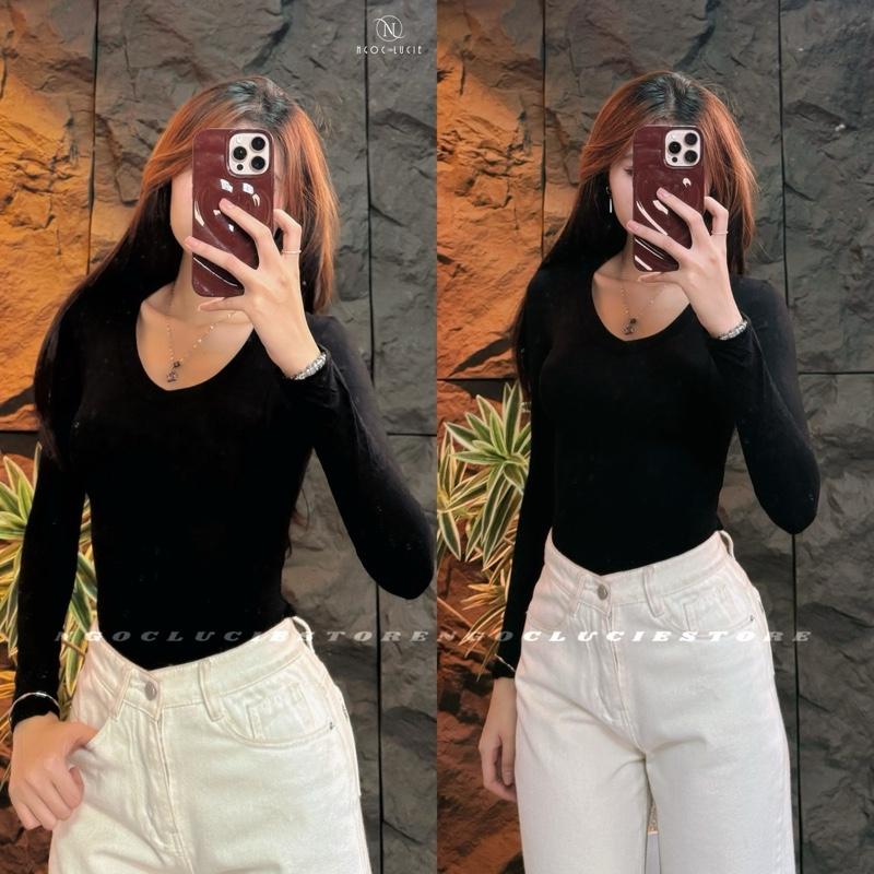  A189 - Áo Body Tay Dài Cổ Tim Basic - Ngọc Lucie 